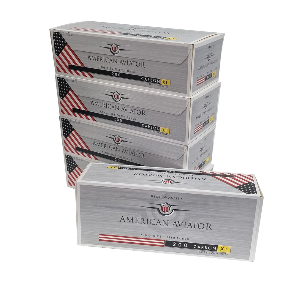 Комплект гильзы для сигарет "American Aviator" XL Filter Carbon 5х200шт.