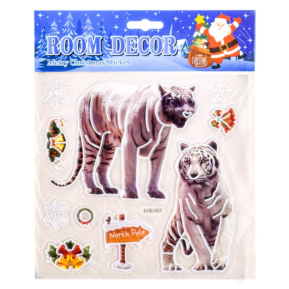 Наклейка новогодняя 18*22 см, 6 видов микс, пакет