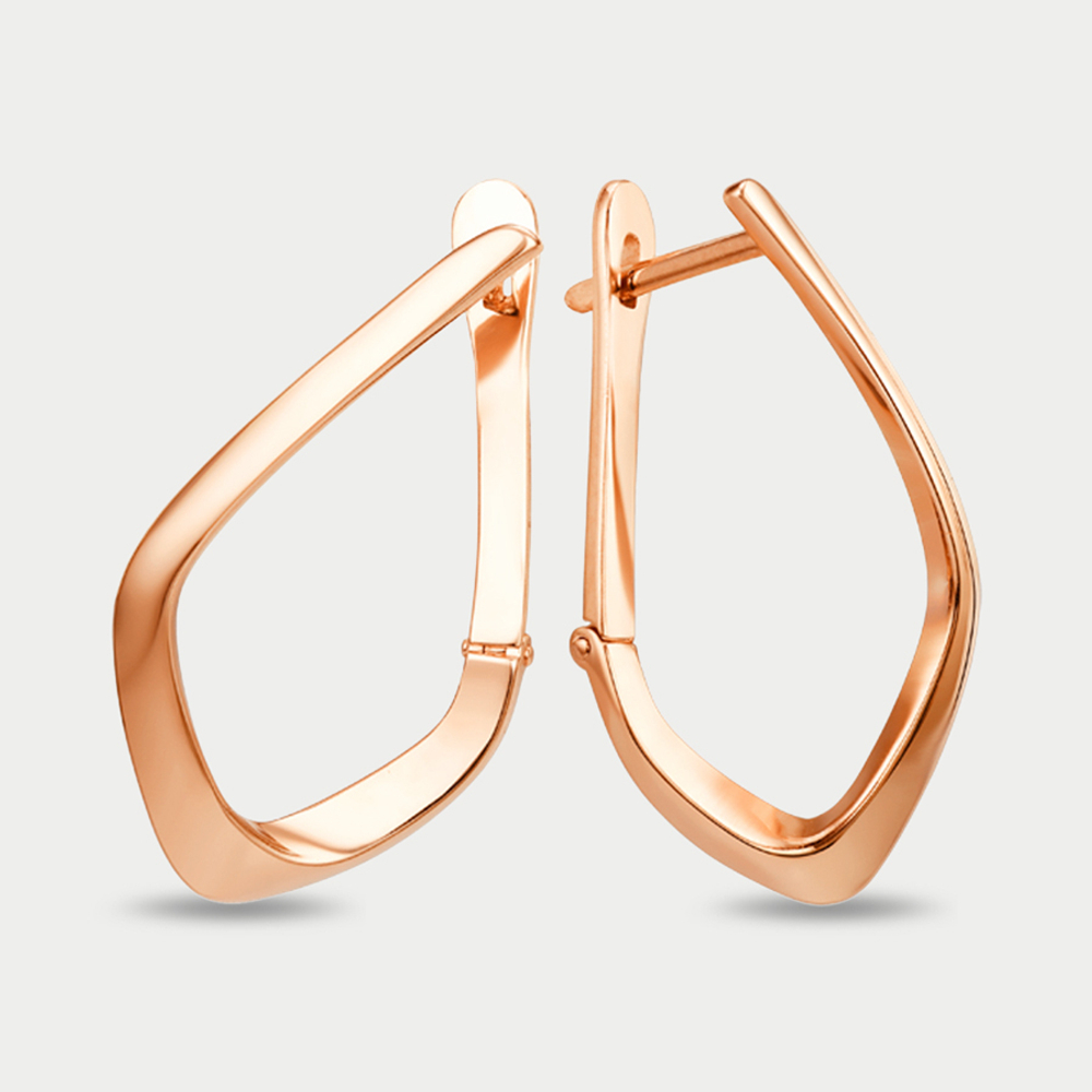 Серьги женские из розового золота 585 пробы без вставок (арт. 006372-1000)