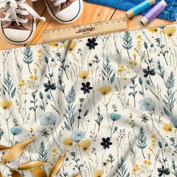 Ткань премиум флис полевой гербарий