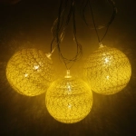 Гирлянда для дома 4 м, 20 ламп LED с насадками «Шар плетеный» d6 см, прозр.провод, IP-20 Желтые шары (с возможностью соединения)