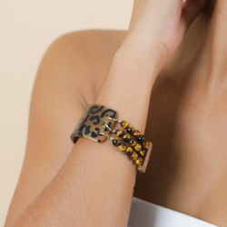Браслет Nature Bijoux, Jaguar, со вставкой из рога с принтом, тигровым глазом и перламутром, NB25.2-