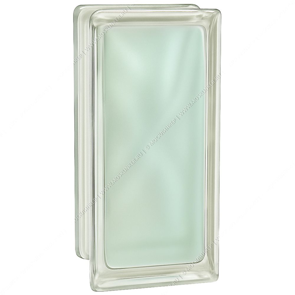 Стеклоблок Vitrablok Половинка Зеленый Жемчуг Волна 19x9x8 - окрашенный внутри