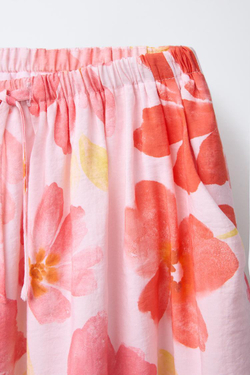 ZARA ЮБКА МИДИ С ЦВЕТОЧНЫМ ПРИНТОМ, РОЗОВЫЙ