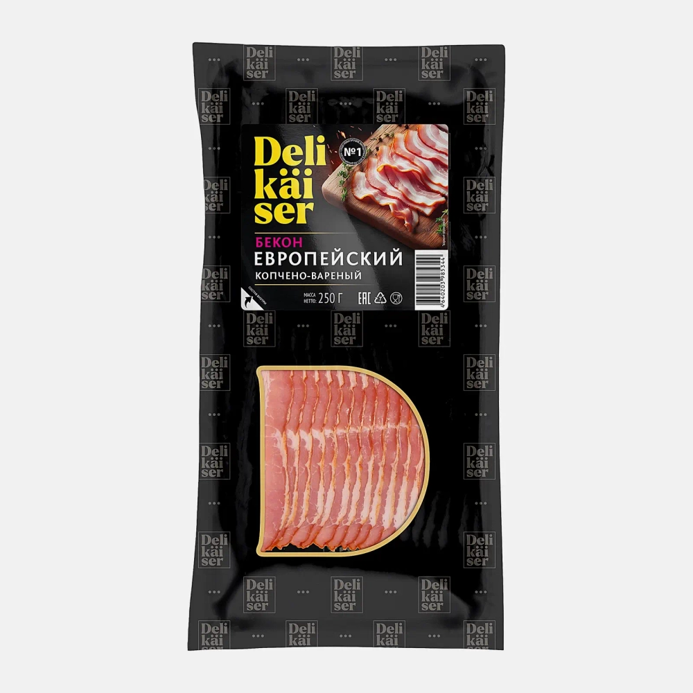 Бекон Delikaiser Европейский варено-копченый нарезка 250г
