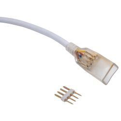 UCX-SK4-B67-RGB CLEAR 005 POLYBAG Соединитель провод для светодиодных лент 220В 5050. 4 контакта. цвет прозрачный. 5 штук в пакете