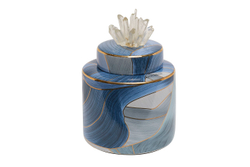 Ваза керамическая с крышкой Garda Decor голубая с золотом 55RD4536S