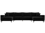 Диван П-образный Льюес, Черный, Велюр, 122414