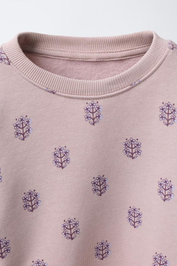 ZARA КОМПЛЕКТ ИЗ ТОЛСТОВКИ С ПРИНТОМ И ЛЕГИНСОВ В РУБЧИК, РОЗОВАТЫЙ