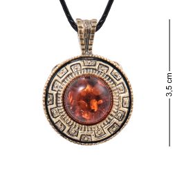 AM-3992 Подвеска «Жетон Тигр» (латунь, янтарь)