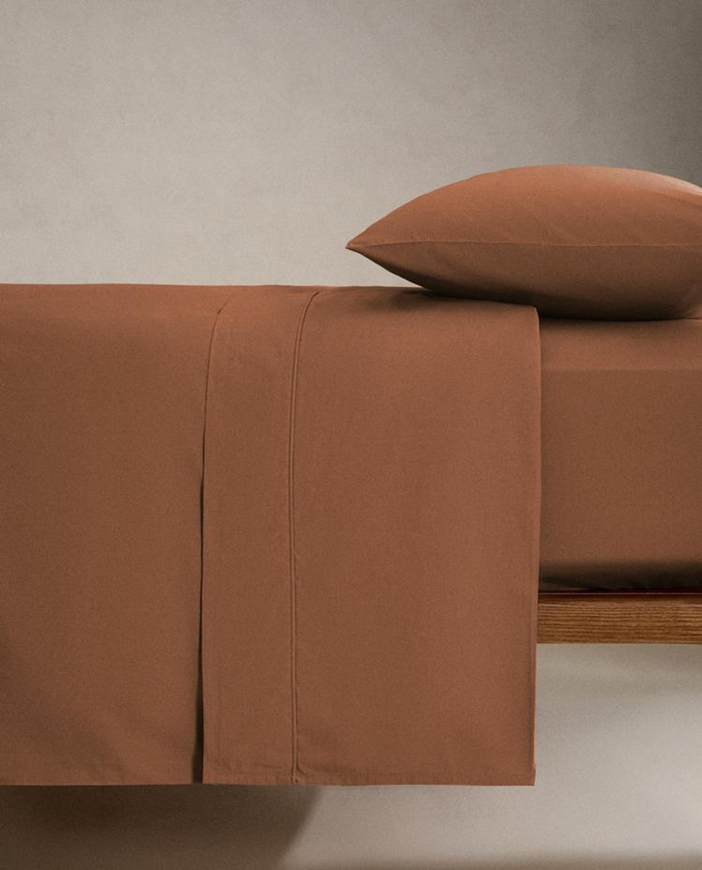 ZARA HOME (300 НИТЕЙ) ПРОСТЫНЯ ИЗ ХЛОПКА, ЧЕРЕПИЧНЫЙ