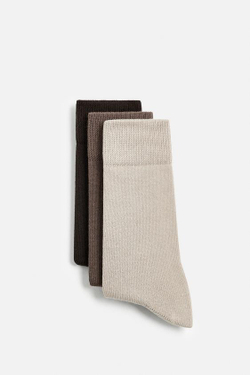 ZARA НАБОР ИЗ ТРЕХ ПАР КОМБИНИРОВАННЫХ НОСКОВ, РАЗНОЦВЕТНЫЙ