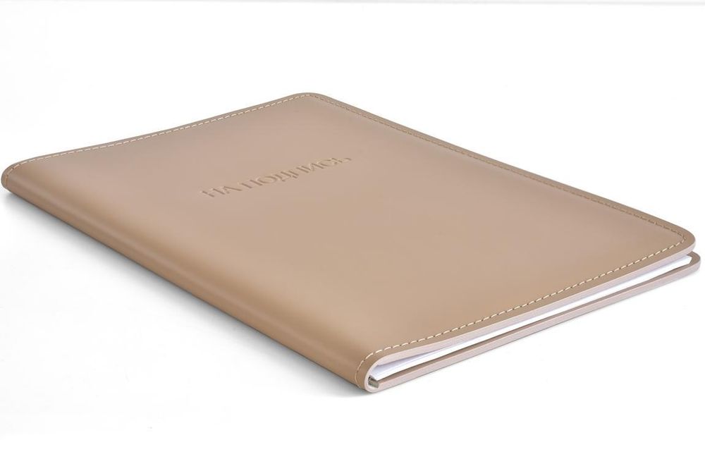 папка из бежевой кожи А4