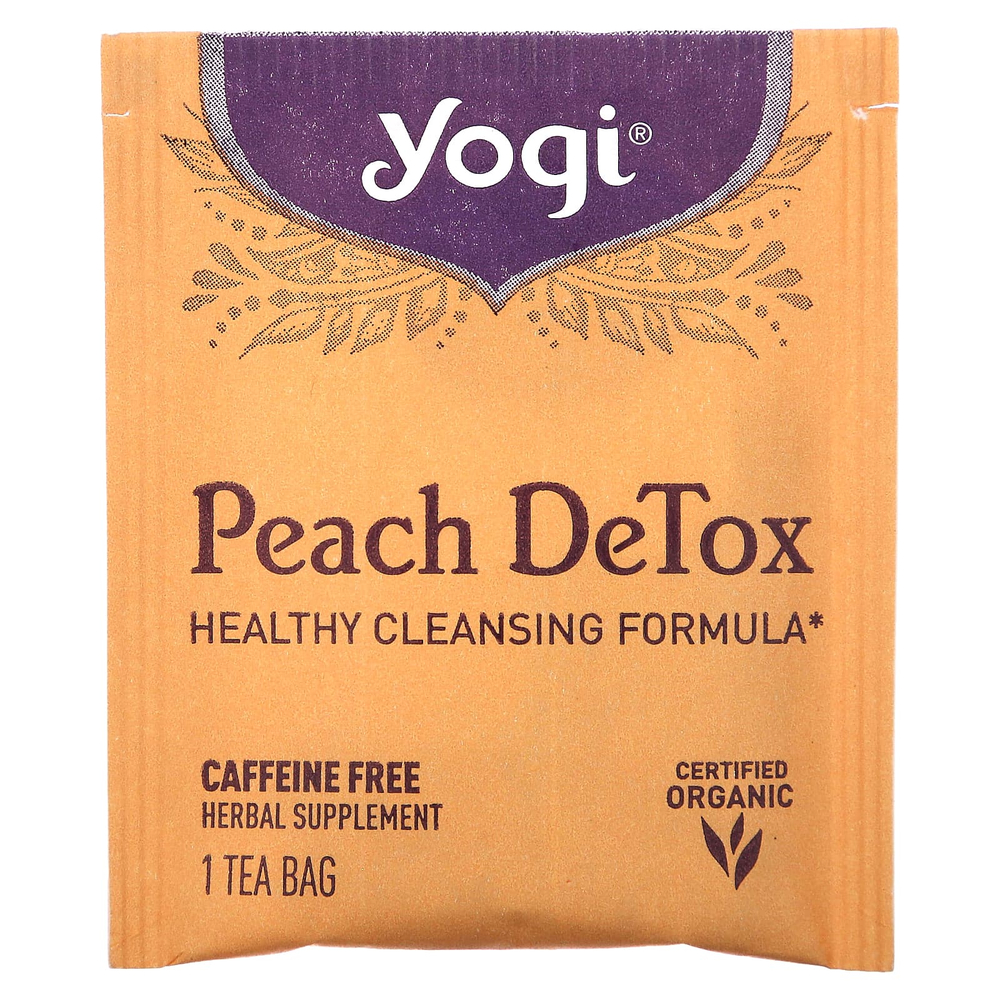 Yogi Tea, Peach DeTox, персик, без кофеина, 16 чайных пакетиков, 32 г (1,12 унций)