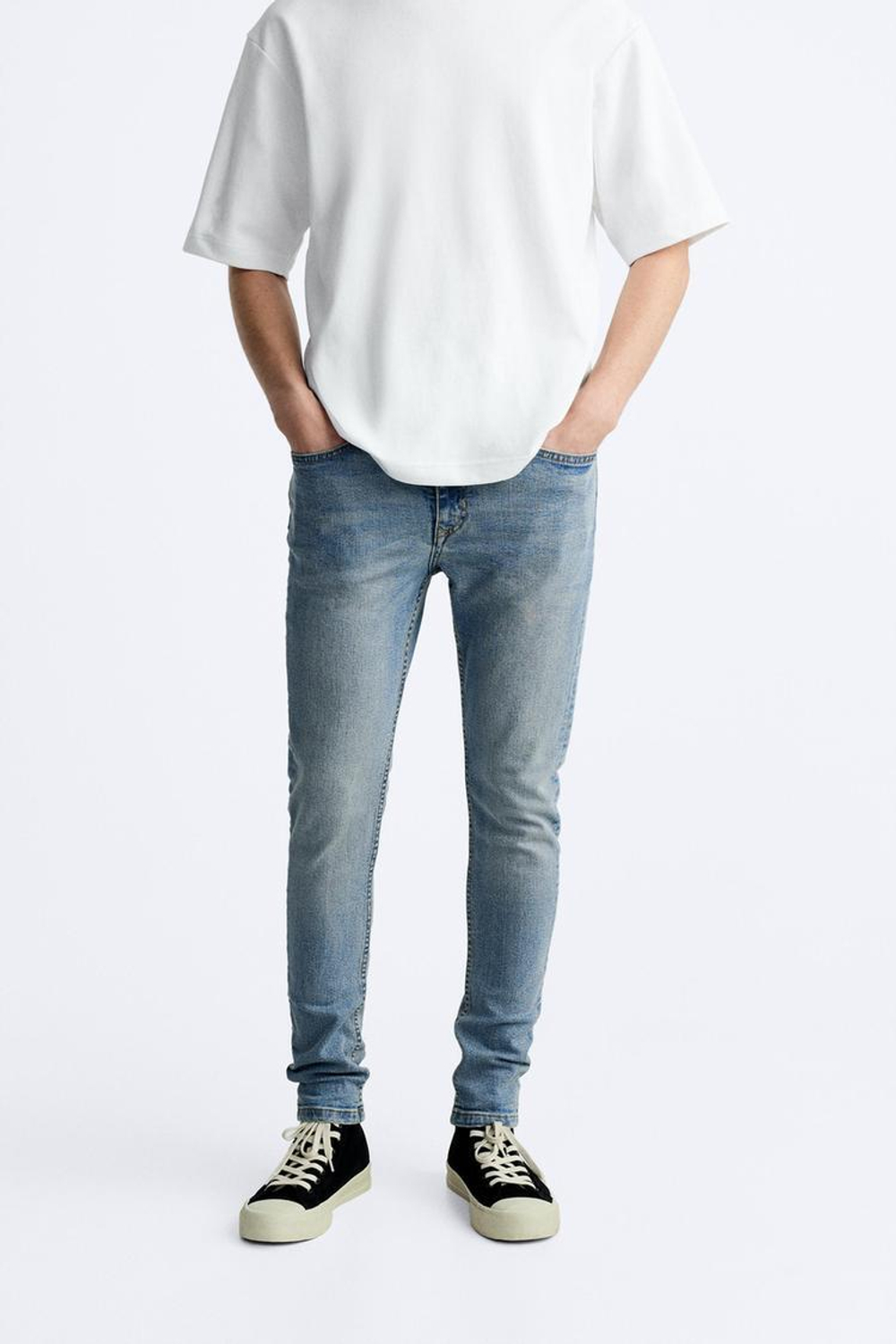 ZARA ДЖИНСЫ SKINNY FIT, ВЫЦВЕТШИЙ СИНИЙ