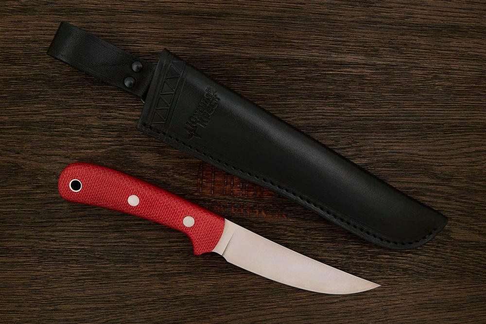 Нож туристический Южный крест Фил, клинок 125мм, сталь CPR, рукоять микарта красный