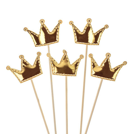 Пики для канапе «Короны» металлик, 12 см, 5 шт
