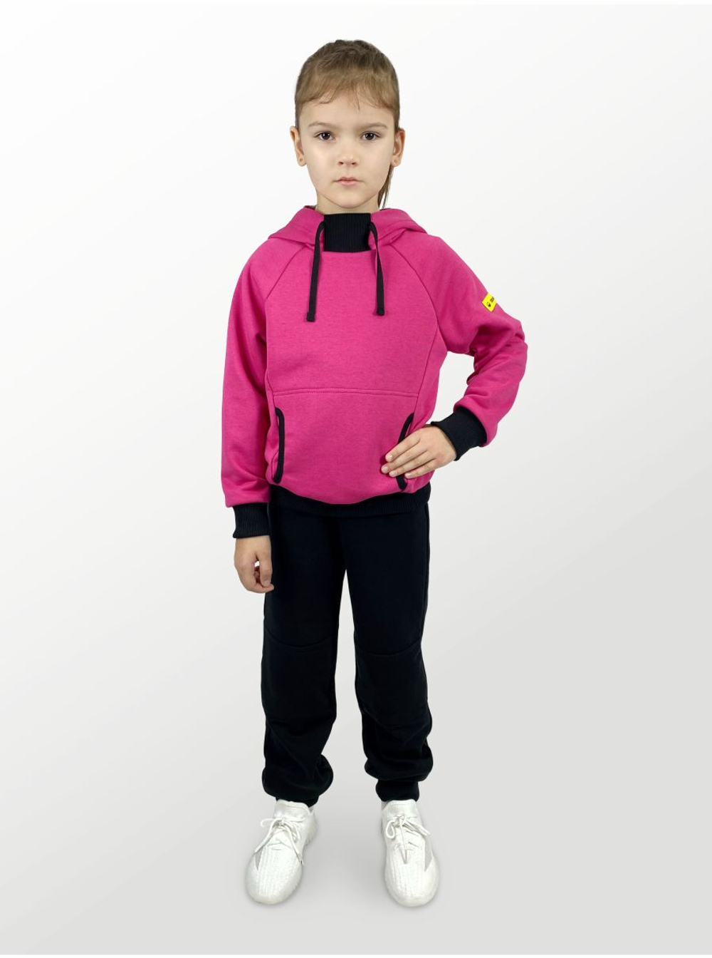 Худи для детей, модель №4, с капюшоном, рост 116 см, фуксия