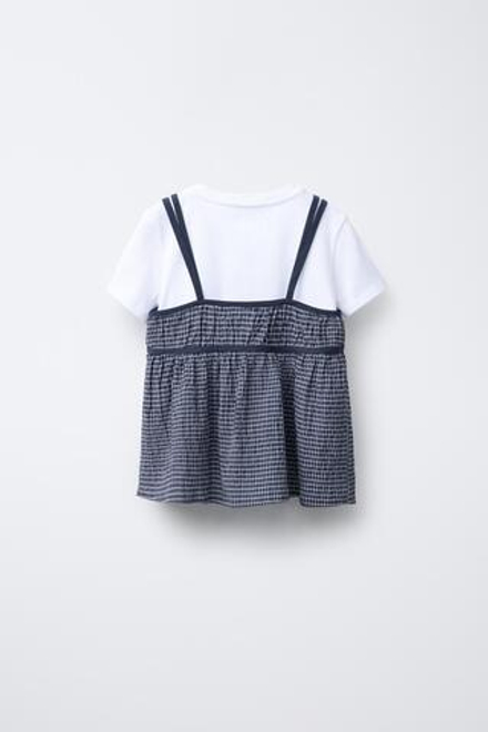 ZARA ФУТБОЛКА В КЛЕТКУ, МОРСКОЙ СИНИЙ