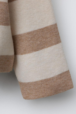 ZARA ТРИКОТАЖНОЕ ПОЛО В ПОЛОСКУ С КАРМАНОМ-СЕРДЦЕМ, ЭКРЮ/БЕЖЕВЫЙ