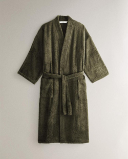 ZARA HOME ХЛОПКОВЫЙ ХАЛАТ, ХАКИ