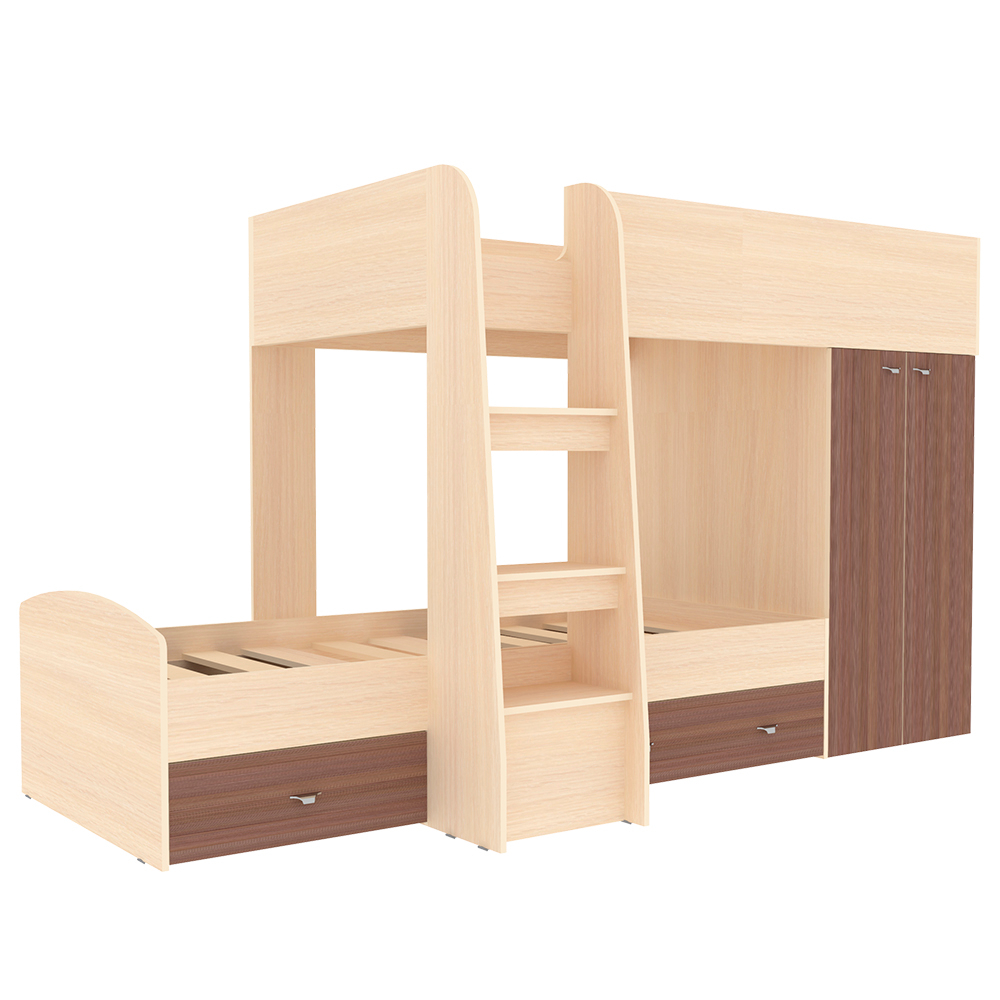 Двухъярусная кровать КарИВи Голден Кидс 2  Дуб Молочный Бодего Темный