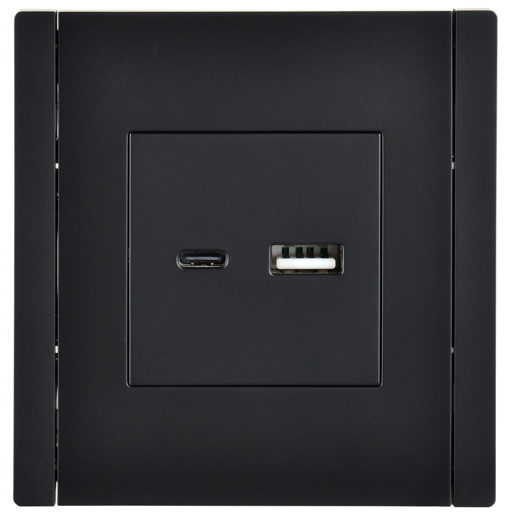 FORTE&PIANO Розетка USB A+C 3,1А FP150 черный IEK