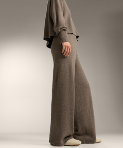 OYSHO Брюки прямого кроя из 100% кашемира, серо-коричневый