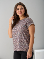 Футболка Фв-104/бежевоголубые-листочки