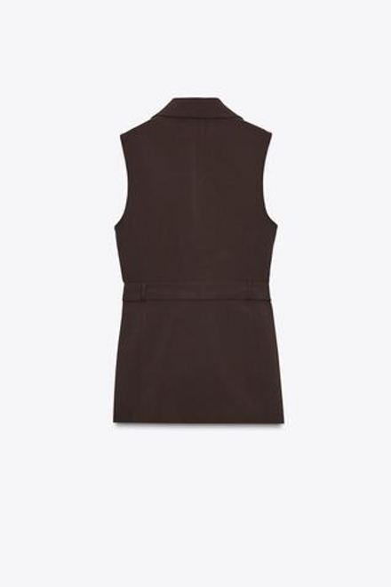 ZARA УДЛИНЕННЫЙ ЖИЛЕТ С БОКОВОЙ ПОЛОСОЙ, КОРИЧНЕВЫЙ
