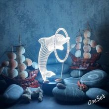 Ночник детский 3D Светильник Дельфин и кольцо
