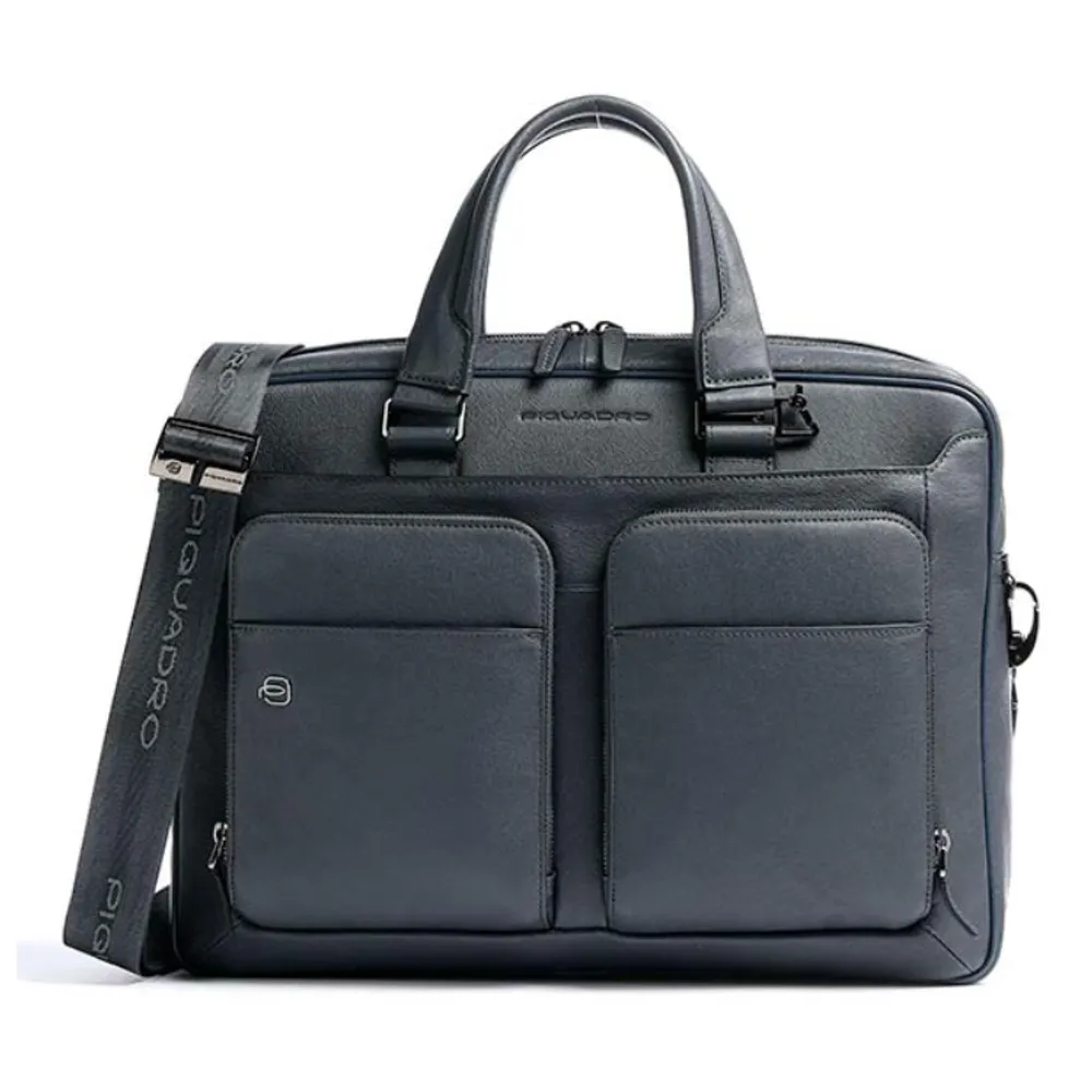 Сумка мужская Piquadro Black Square из натуральной кожи синяя (CA2849B3/BLU4) 2