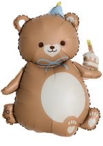 Шар (39''/99 см) Фигура, Мишка с кексиком, Бежевый, Сатин, 1 шт.