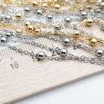 Цепочка, цвет серебро, размер звена 1,5*1,8 мм, шарик 3,5 мм, цена за 50 см