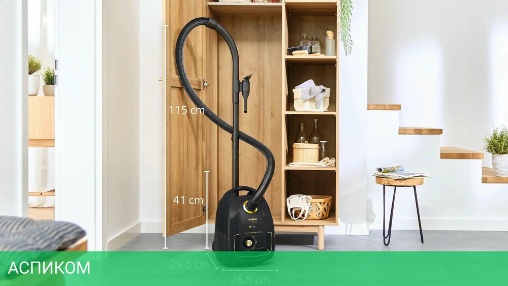 Пылесос Bosch BGL38GOLD черный/золотистый