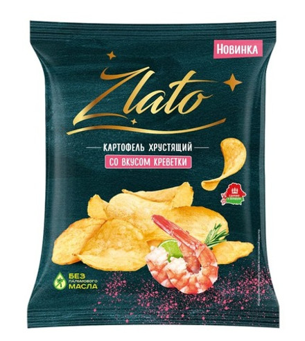 Картофель хрустящий "Zlato" 70г. Креветки Мира