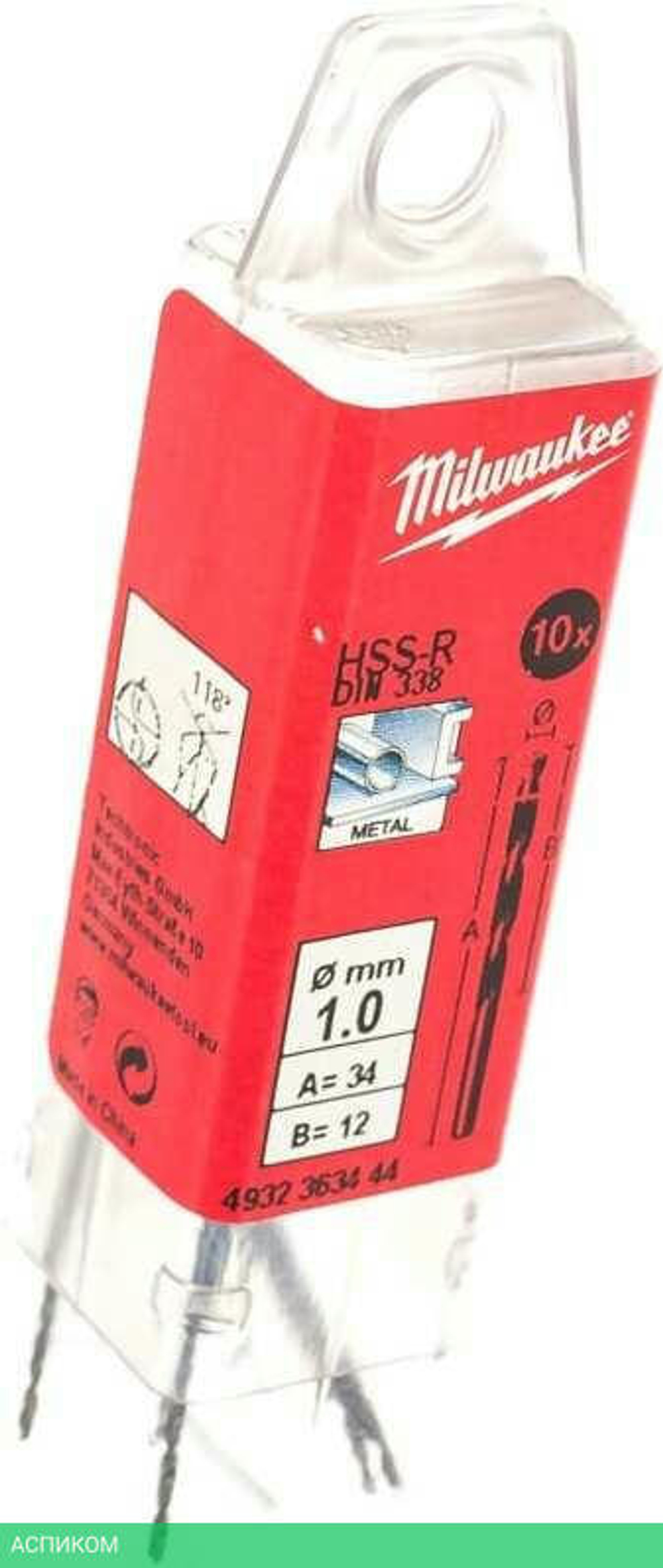 Сверло по металлу Milwaukee HSS-R 1.0мм 10шт (4932363444)