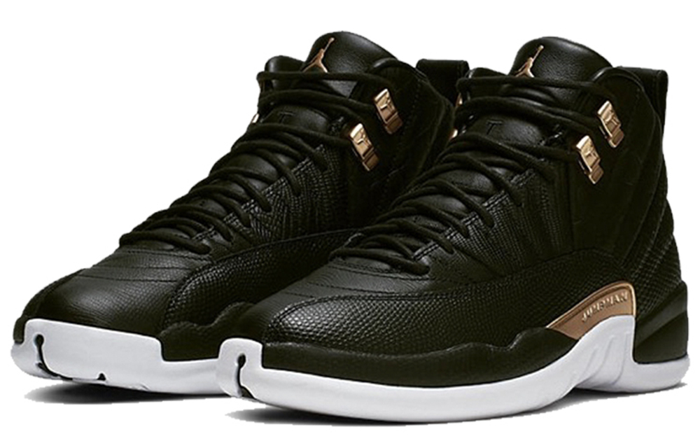 Кроссовки Jordan Air Jordan 12 Retro Black Metallic Gold White (Женская размерная сетка)