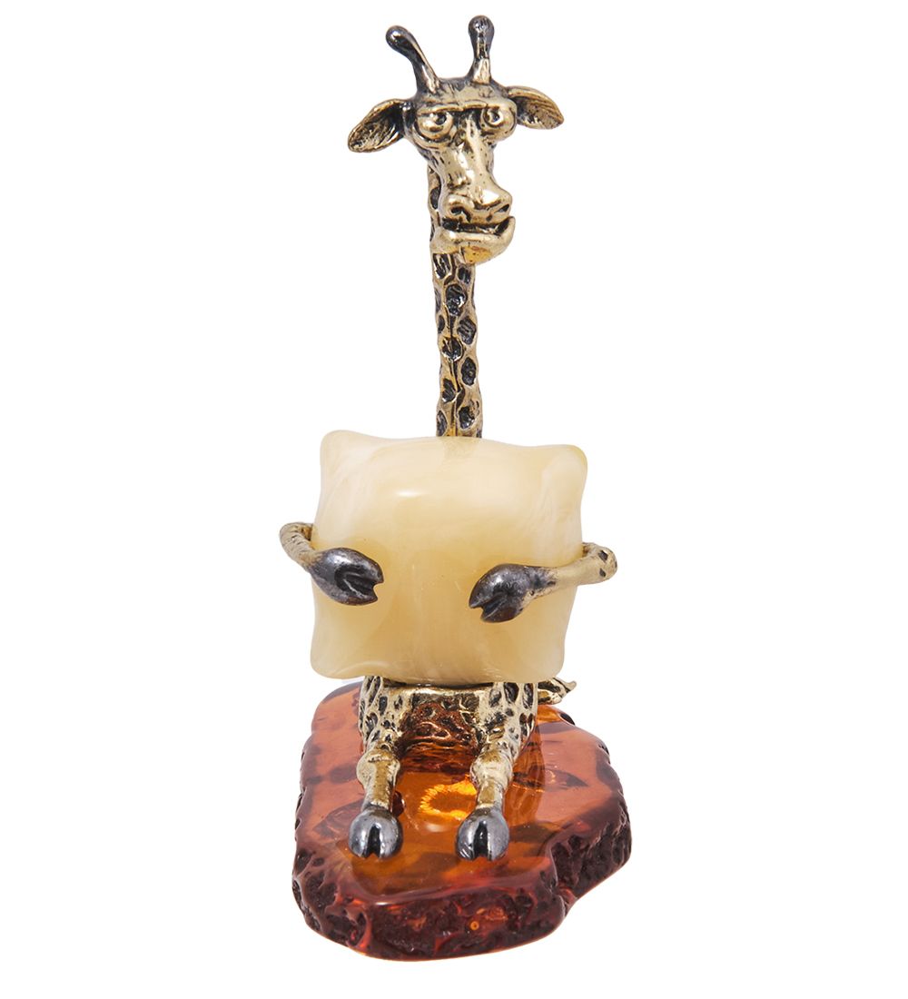 AM-4085 Фигурка «Жираф Мелман» (латунь, янтарь)