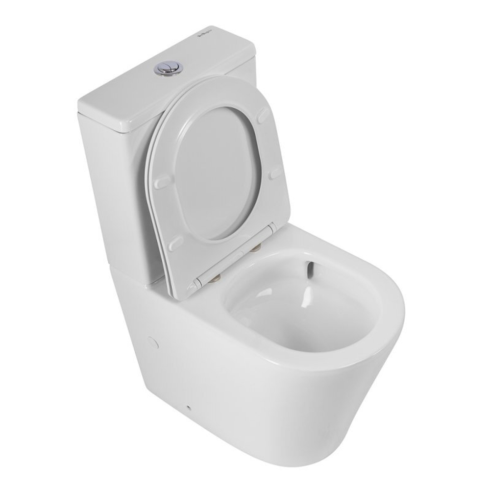 Унитаз-компакт безободковый BelBagno Flay-R BB2149CP-TOR/SC с крышкой-сиденьем микролифт, белый