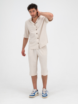 Костюм льняной с шортами. Песочный