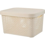 Корзина для хранения с крышкой Plast Team Stockholm, 15 л молочный туман