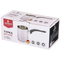 ТУРКА AGNESS "MIDNIGHT" С ИНДУКЦИОННЫМ ДНОМ, НЕРЖ.СТАЛЬ 18/8, 800 МЛ, 10Х10 СМ