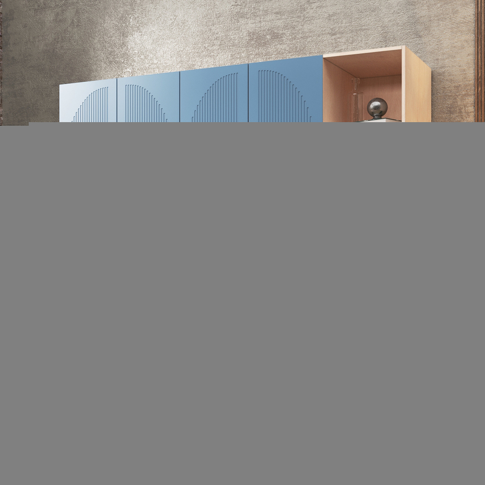 Шкаф Агератум МДФ четырехсекционный с стеллажом Сапфир структурный (0,3) G4018-62A матовая - Дуб молочный 8622  260*45*260