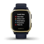 Смарт-часы Garmin Venu Sq Music Edition темно-синий с золотистым алюминиевым безелем 010-02426-12