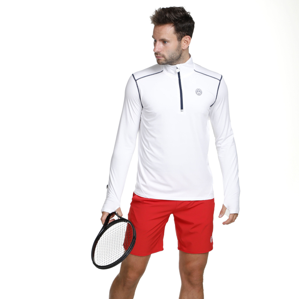 Мужское теннисное поло BIDI BADU Zac Tech Long Sleeve Men - White