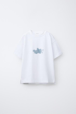 ZARA СПОРТИВНАЯ ФУТБОЛКА С ЛОГОТИПОМ, БЕЛЫЙ