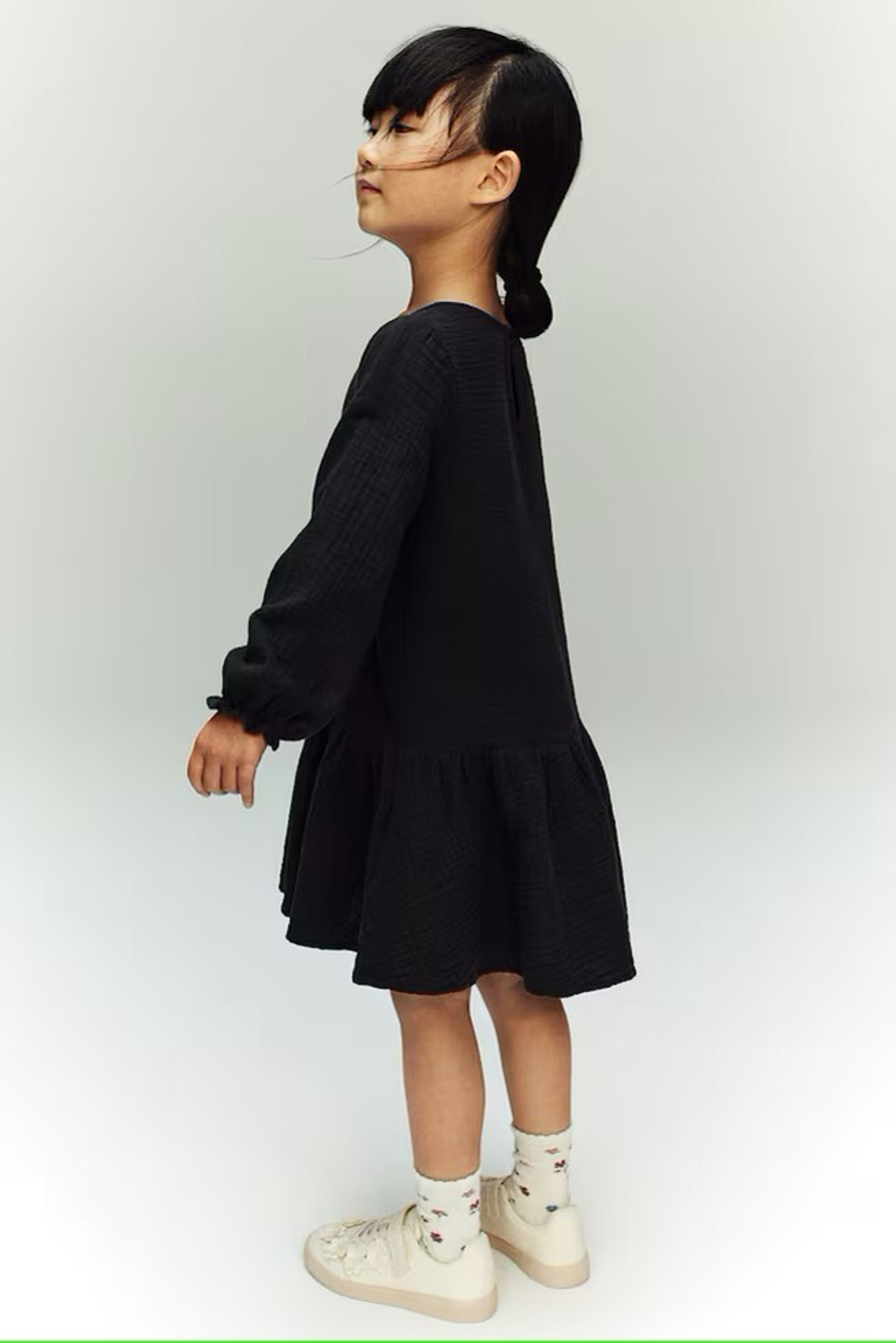 H&M Хлопковое муслиновое платье, темно-серый