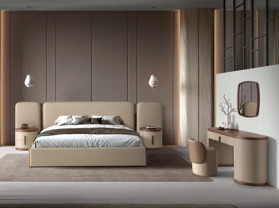 Кровать 7218 из экокожи цвета норки для матраса 180 х 200 см