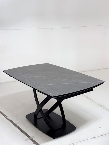Стол FOGGIA 140 KL-136 Серый мрамор матовый, итальянская керамика/черный каркас